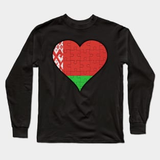 Belarusian Jigsaw Puzzle Heart Design - Gift for Belarusian With Belarus Roots Long Sleeve T-Shirt